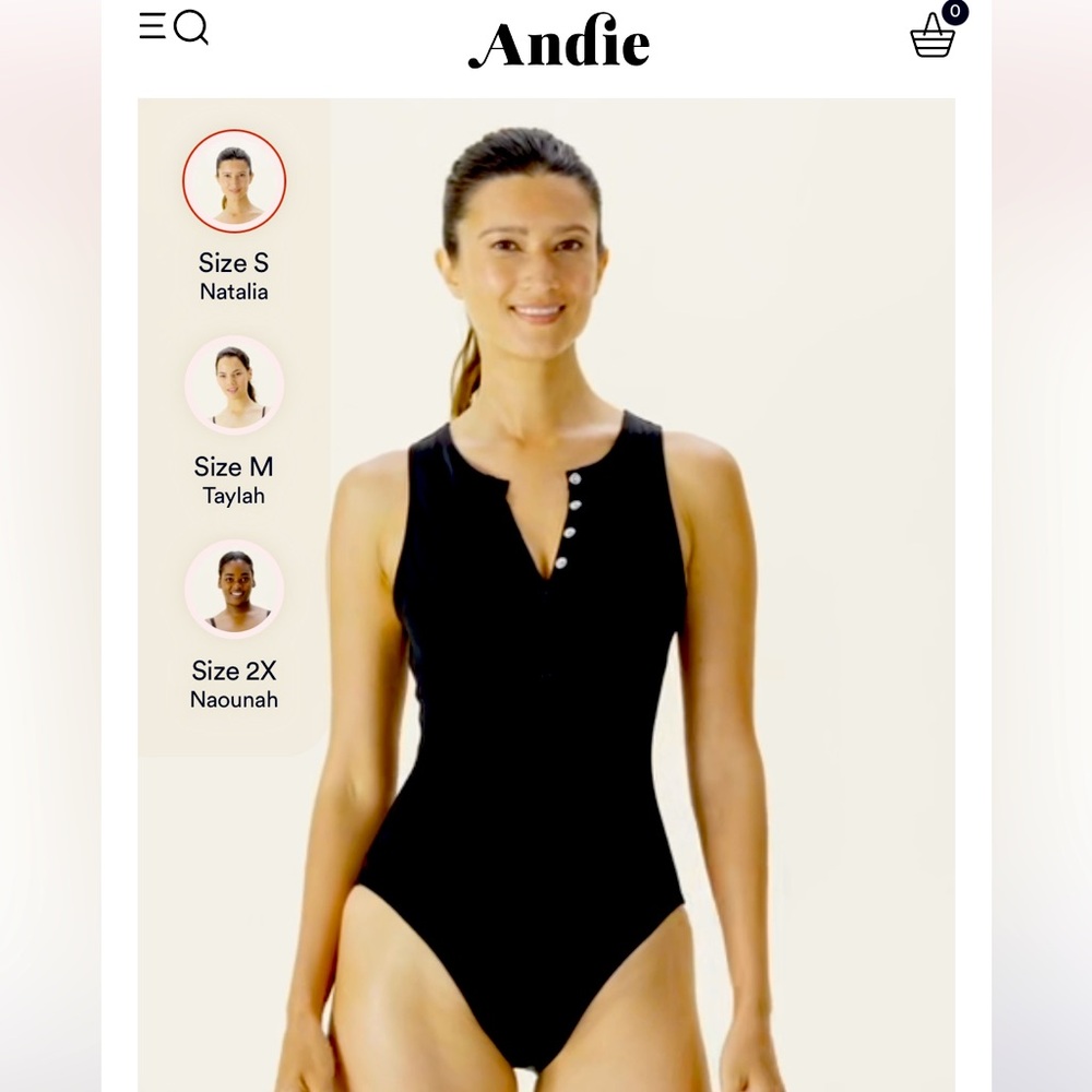 Andie “The Malibu” Black One Piece Swimsuit Sz S